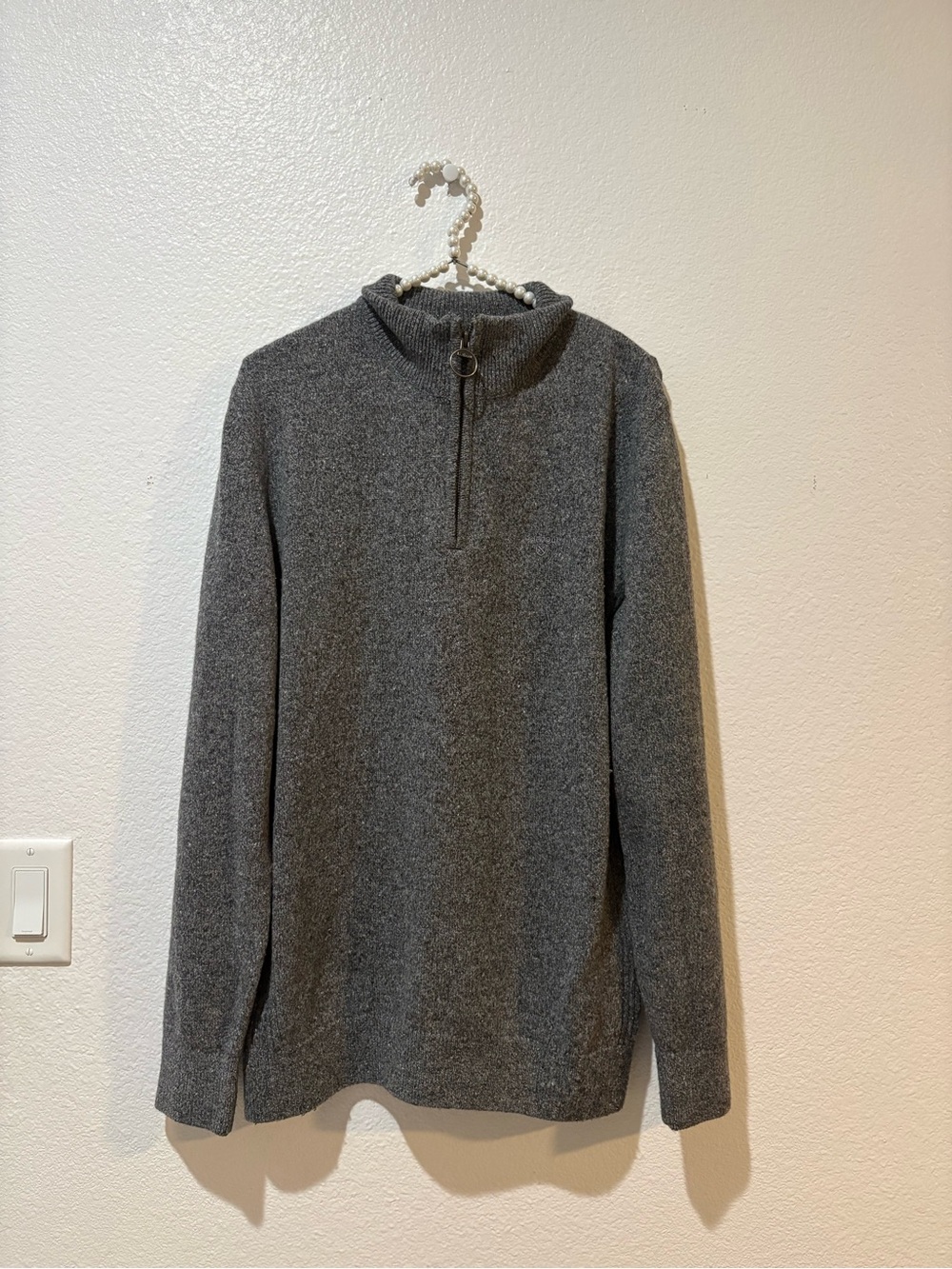 Barbour Men's  Mens Wool Charcoal Gray Half-Zip Sweater